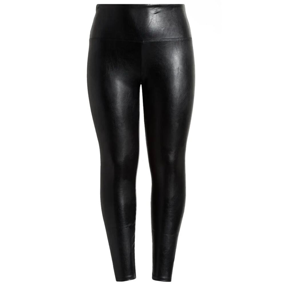 Lysse Faux Leather High Waist Leggings Black Slim Fit Size S